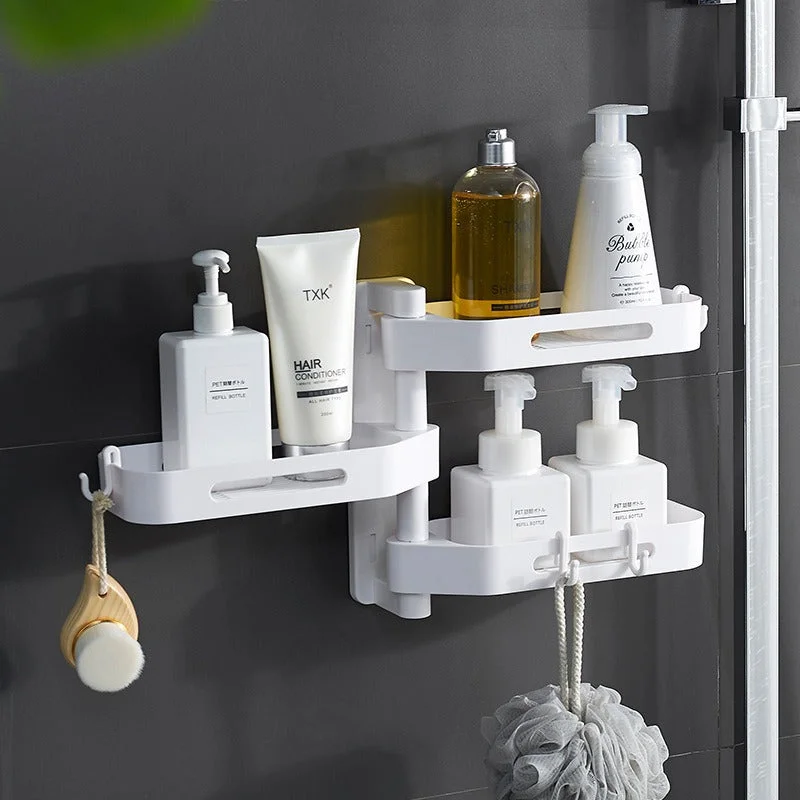 Rotary Bathroom Storage Rack for Hair Dryer Bathroom Accessories, White