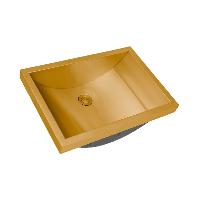 Ruvati 20 x 14 inch Semi-Recessed Drop-in Topmount Brushed Gold Polished Brass Rectangular Bathroom Sink - RVH6211GG