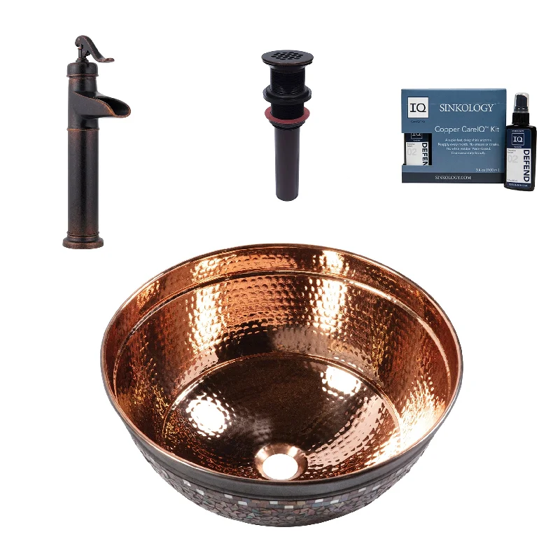 Shockley Naked Copper 16" Round Vessel Sink with Ashfield Vessel Faucet Kit