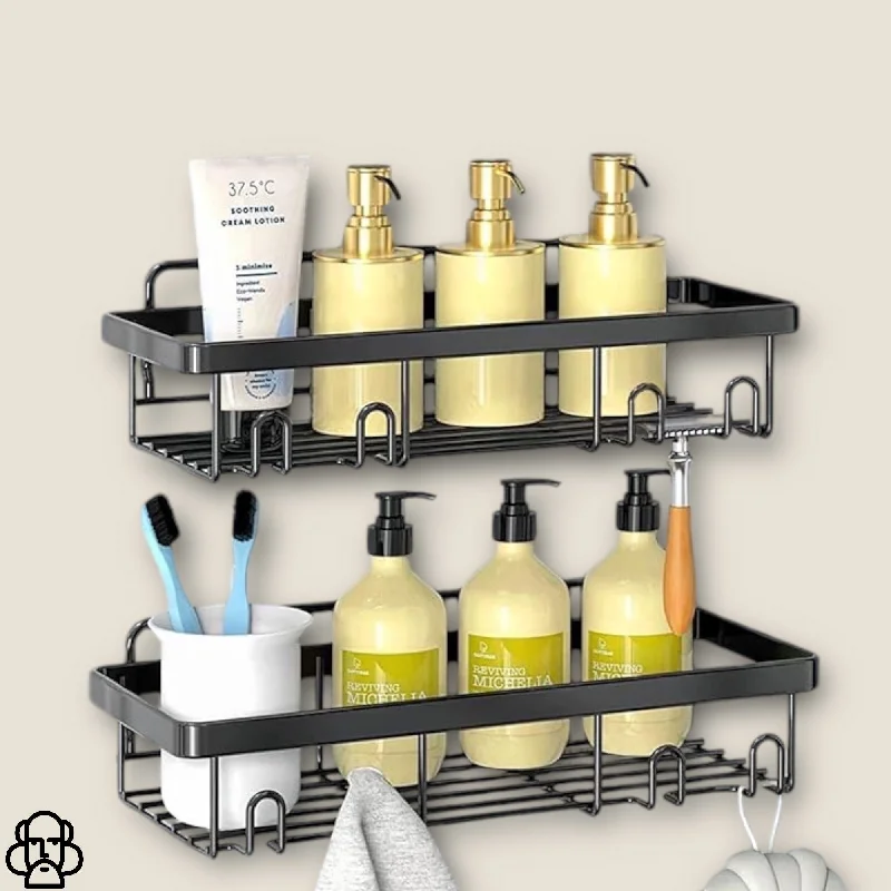 SHOWER CADDY, 2 PACK EASY ADHESIVE WALL MOUNTABLE, NO DRILLING REQUIRED!!