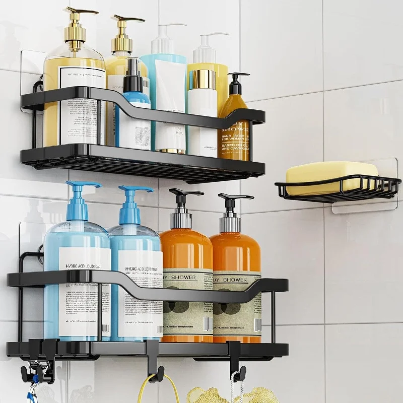 Shower Caddy 3-Pack, Adhesive Shower Organizer with Soap Holder