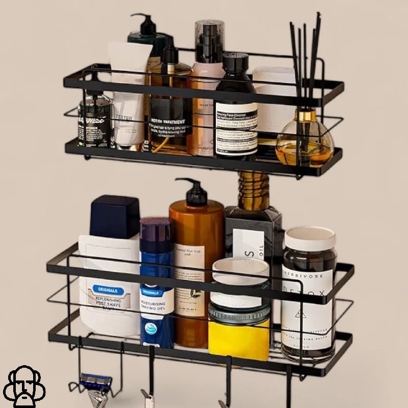 SHOWER/UTILITY STORAGE SHELVES, 2 PACK, WALL MOUNTABLE, NO DRILLING REQUIRED!