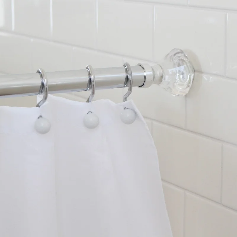 Splash Home Aluminum Decorative Shower Curtain Rod - extendable 42" - 72" - Silver