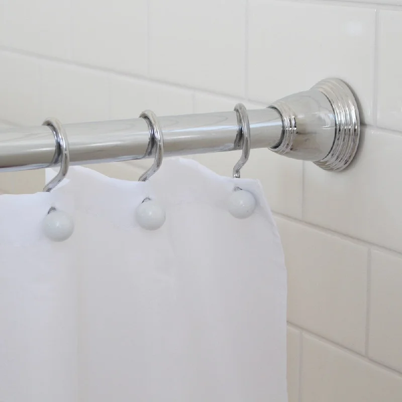 Splash Home Eire Decorative Shower Curtain Rod - extendable 42" - 72" - Silver