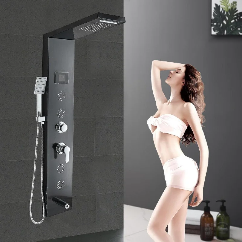 Stainless Steel Shower Panel Tower System LED Rainfall Shower Head