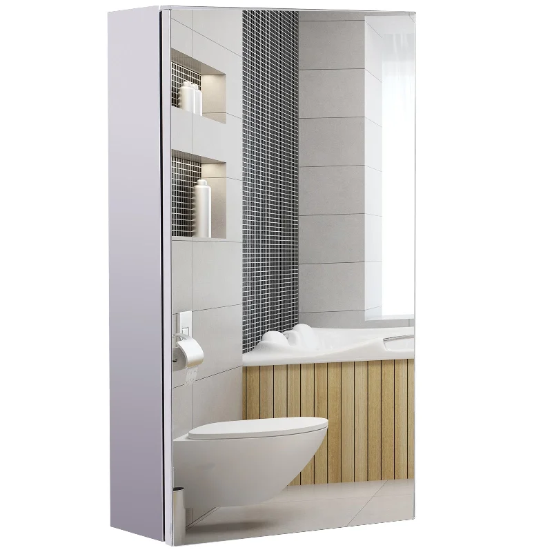 Stainless Steel Wall-mounted Bathroom Mirror Storage Cabinet 300mm W