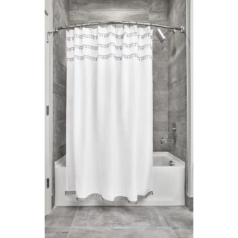 Tassel Shower Curtain White/Gray