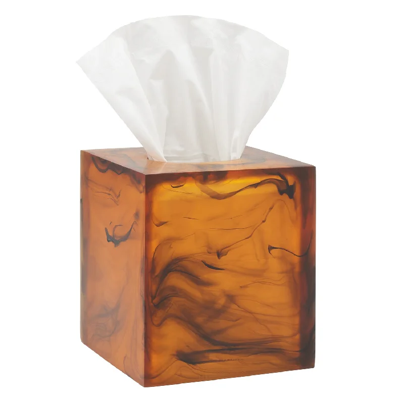 Tavira Swirled Resin Tissue Box Cover (Amber/Black)