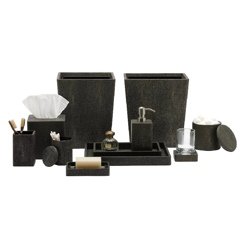 Tenby Faux Shagreen Bathroom Accessories (Dark Mushroom)