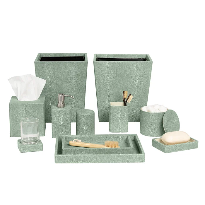 Tenby Faux Shagreen Bathroom Accessories (Sage)