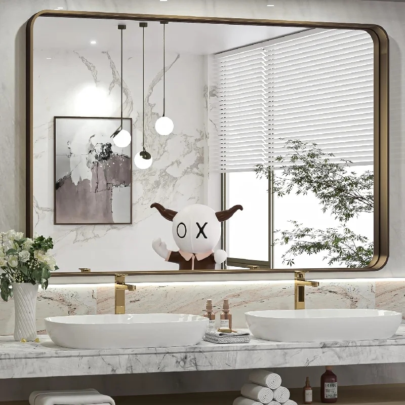 TokeShimi 40 x 30 Inch Bronze Bathroom Wall Mirror Farmhouse Mirror - $75