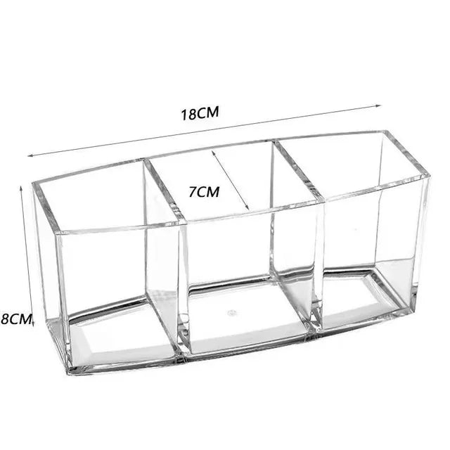 Transparent Acrylic Makeup Box with 3 Grids for Storage