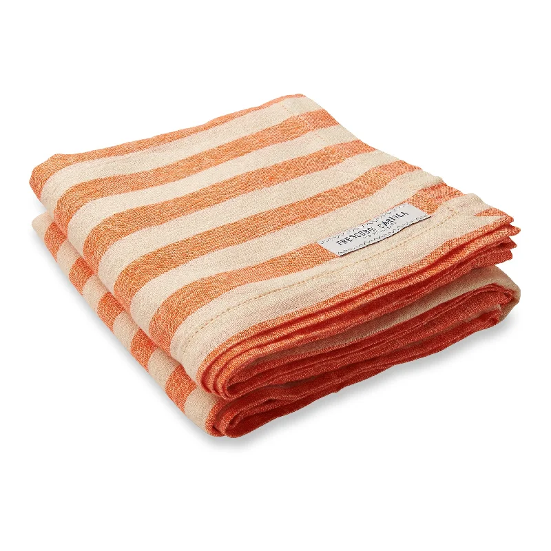 Stripe Towel, 171cm x 130cm, Orange & Off-White