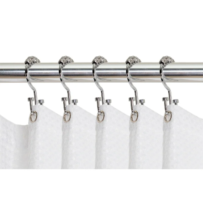 Utopia Alley Deco Flat Double Roller Shower Curtain Hooks, Chrome