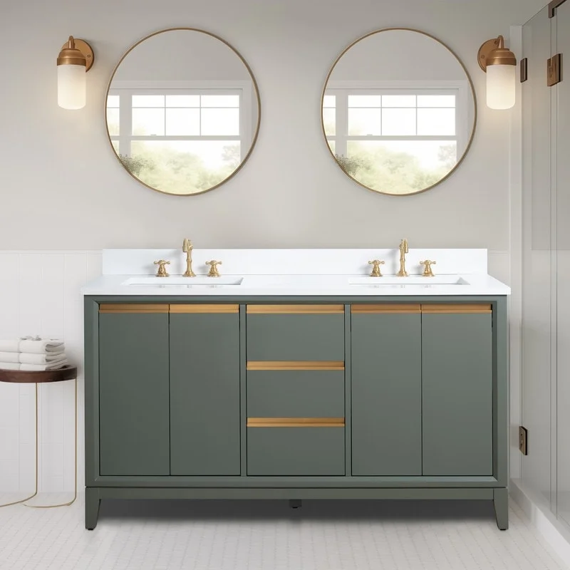 Vanity Art Bathroom Vanity with Ceramic Sink and Engineered Marble Top