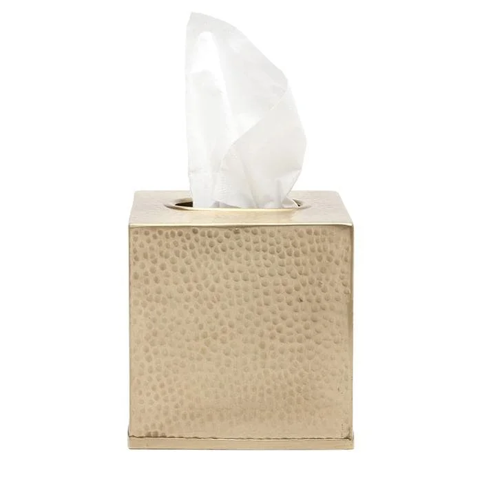 Verum Hammered Metal Tissue Box - Antique Brass