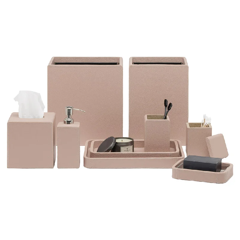 Victoria Full-Grain Leather Bathroom Accessories (Dusty Rose)