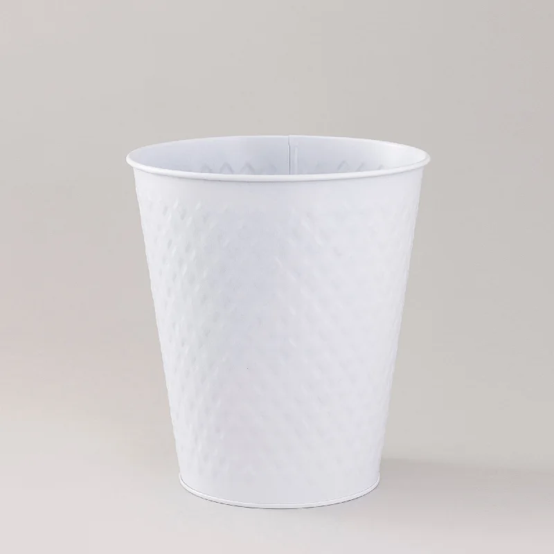 White Embossed waste bin