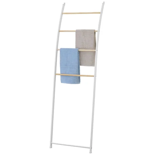 White Metal Bath Towel Ladder, Wall-Leaning