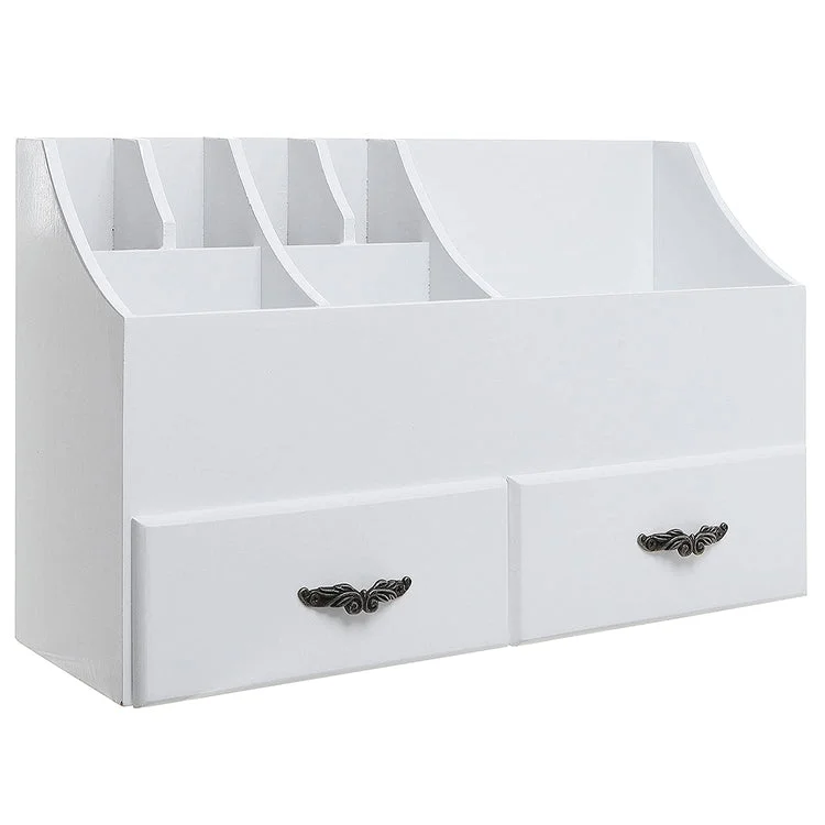 White Wood Makeup & Beauty Accessories Storage Rack with Drawers