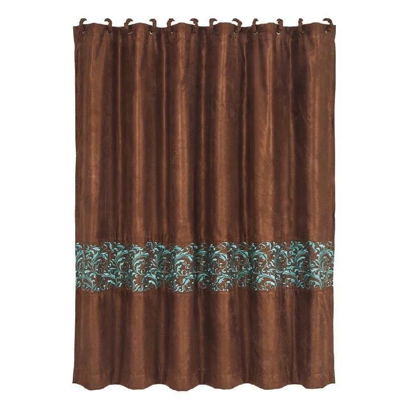 Wyatt Shower Curtain w/ Turquoise Scrollwork